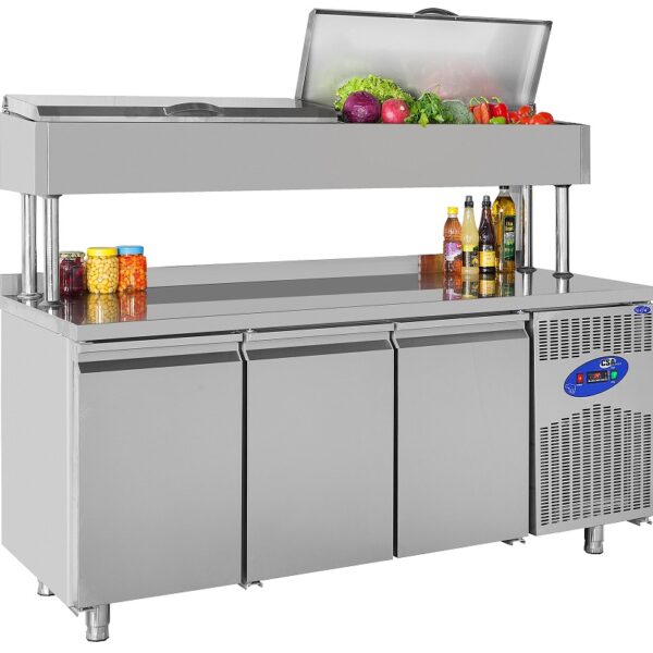 CSA Pizza Make-Up Yükseltilmiş Tezgah Tipi Buzdolabı 3 Kapılı -2 / +8